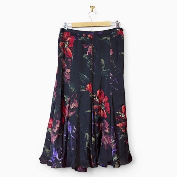 Lauren Ralph Lauren Dresses & Skirts - VTG Lauren Ralph Lauren Silk Skirt 10 Whimsigoth Dark Y2K Midi Witchy Goth Boho